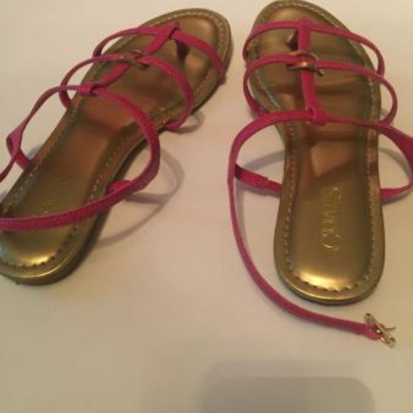 Hot Pink Chaps Sandals with Golden Soles - Picture 2 of 4